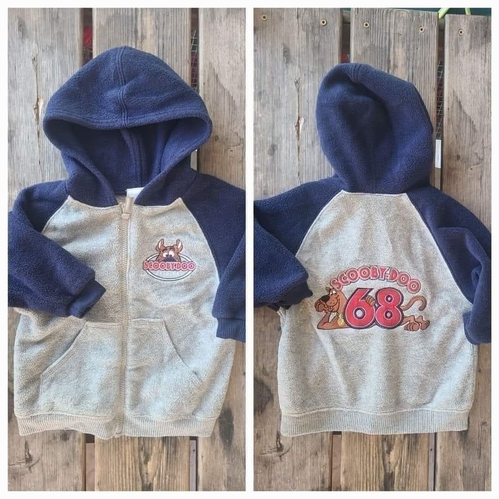 Vintage CARTOON NETWORK SZ 18M VGUC GRAY NAVY SCOOBY-DOO fleece hood 2000